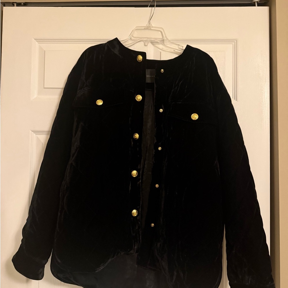 Endless Rose Black Bomber Jacket with Gold Accents